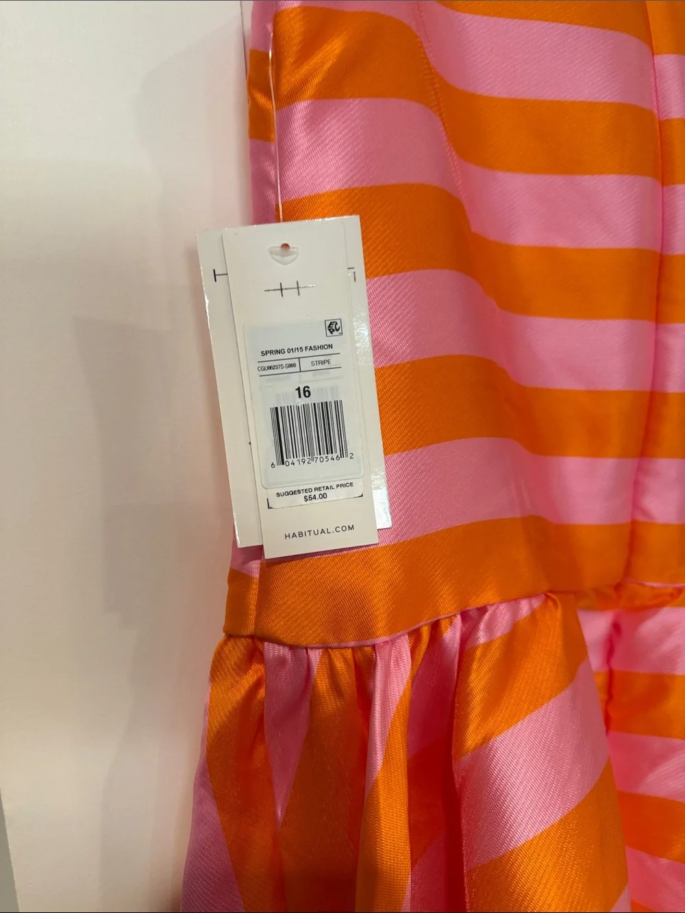 Habitual Girls Pink and Orange Striped Party Dress